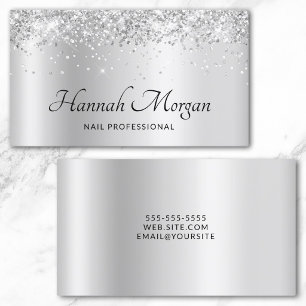 Elegantes, helles, silbernes Satin-Ombre-Foil und Visitenkarte