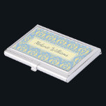 Elegantes, helles, Verziertes Textil-Muster Visitenkarten Dose<br><div class="desc">Elegantes Textilmuster in hellblau und beige.</div>