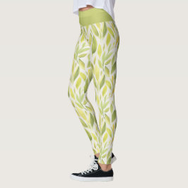 Elegantes hellgelbes Blätter-Muster Leggings