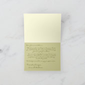 Elegantes hellgelbes Party Dankeskarte (Innenseite)