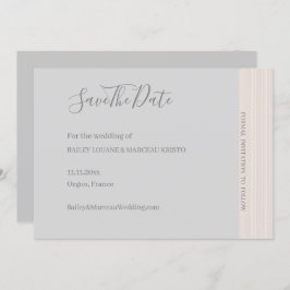 Elegantes hellgraues HolzGrain Save the Date Hochz Einladung