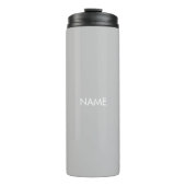 Elegantes hellgraues individuelle Name-Monogramm Thermosbecher (Vorderseite)