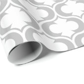 Elegantes hellgraues weißes Gitter-Muster Geschenkpapier (Rolleneckpunkt)