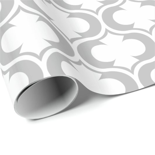 Elegantes hellgraues weißes Gitter-Muster Geschenkpapier (Rolleneckpunkt)