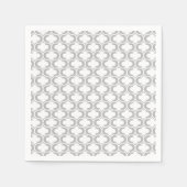 Elegantes hellgraues, weißes Gittermuster Serviette (Vorderseite)