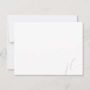 Elegantes hellgraues zweibuchstaben-Anfangsschrift Mitteilungskarte