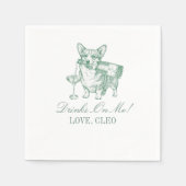 Elegantes Hellgrün Corgi Champagner Hochzeit Serviette (Vorderseite)