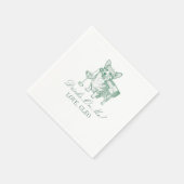 Elegantes Hellgrün Corgi Champagner Hochzeit Serviette (Ecke)