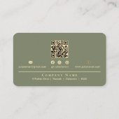 Elegantes Hellgrün & Gold Glänzendes Oval-Monogram Visitenkarte (Rückseite)