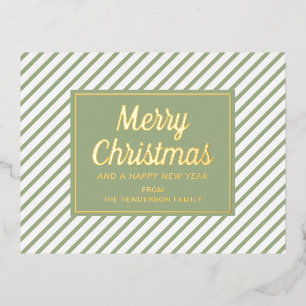 Elegantes Hellgrün-Script Frohe Weihnachten Gold Folien Feiertagspostkarte
