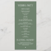 Elegantes Hellgrün-Typography-Hochzeitsprogramm Programm (Rückseite)
