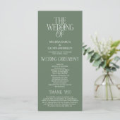 Elegantes Hellgrün-Typography-Hochzeitsprogramm Programm (Stehend Vorderseite)