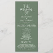 Elegantes Hellgrün-Typography-Hochzeitsprogramm Programm (Vorderseite)
