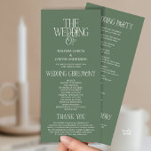 Elegantes Hellgrün-Typography-Hochzeitsprogramm Programm