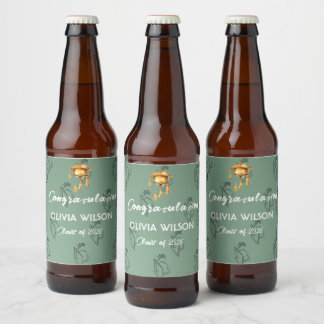 Elegantes Hellgrünes Abschlussflaschenetikett - Bierflaschenetikett
