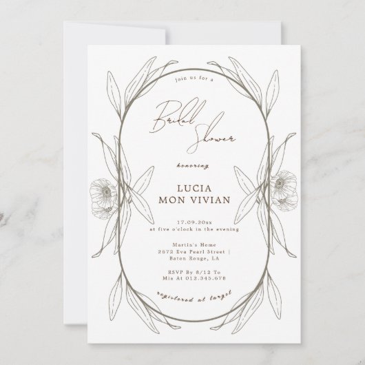 Elegantes hellgrünes Brautparty Einladung (Vorderseite)