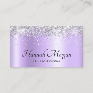 Elegantes Helllila Ombre Silber Glitter Visitenkarte