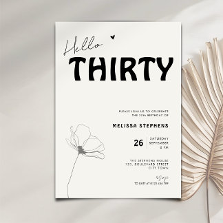 Elegantes Hello Thirty Fett Schrift Dreißigster Ge Einladung