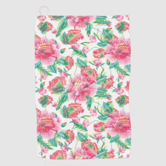 Elegantes, hellrosa Blume Muster Girly Pink Golfhandtuch (Vorderseite)