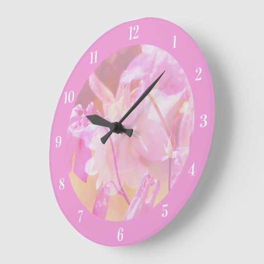 Elegantes, hellrosa Blumendesign Große Wanduhr (Winkel)