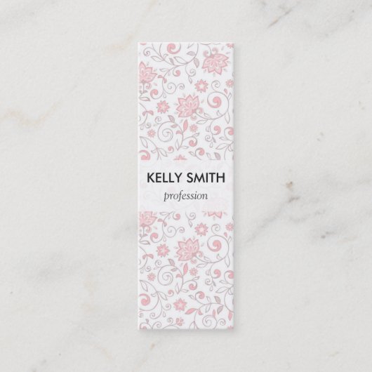Elegantes hellrosa Blumenmuster Mini Visitenkarte (Vorderseite)