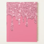 Elegantes hellrosa Dripping Glitzer Monogram Planer (Rückseite)