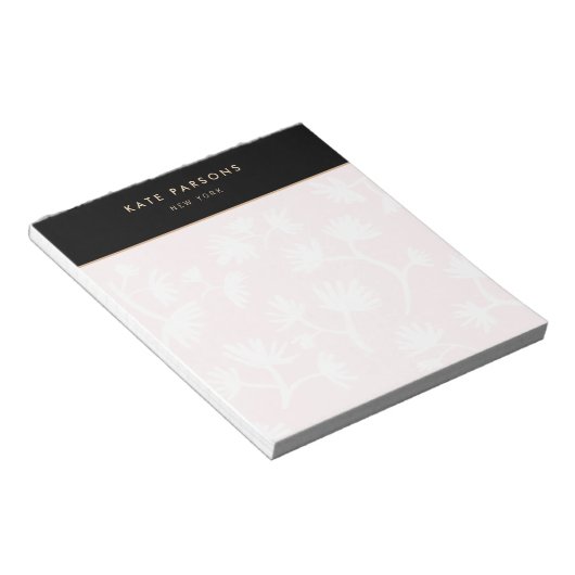 Elegantes, hellrosa, florales Notepad Notizblock (angewinkelt)