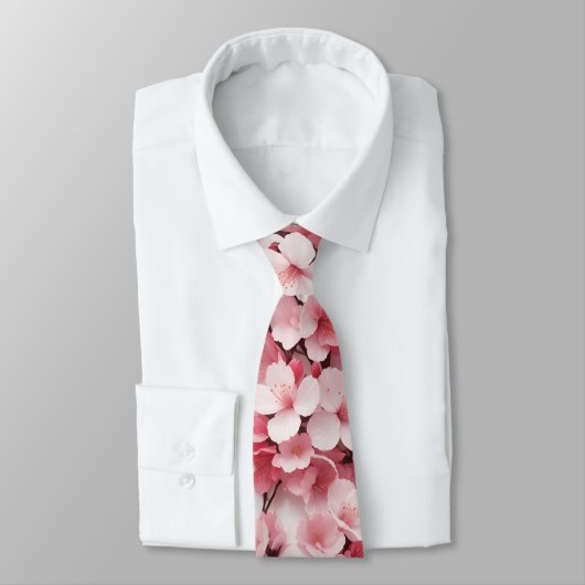 Elegantes hellrosa Kirschblossom Blumenmuster Krawatte (Gebunden)