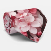 Elegantes hellrosa Kirschblossom Blumenmuster Krawatte (Gerollt)