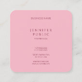 Elegantes, hellrosa, modernes, einfaches Design Quadratische Visitenkarte (Rückseite)
