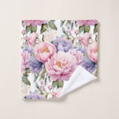 Elegantes hellrosa Peonies Rose Blumenhandtuch Set (Waschlappen)