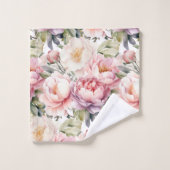 Elegantes hellrosa Peonies Rose Blumenhandtuch Set (Waschlappen)