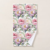 Elegantes hellrosa Peonies Rose Blumenhandtuch Set (Handtuch)