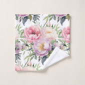 Elegantes hellrosa Peonies Rose Blumenhandtuch Set (Waschlappen)
