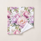 Elegantes hellrosa Peonies Rose Blumenhandtuch Set (Waschlappen)
