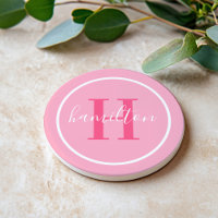 Elegantes, hellrosa, rundes Monogramm