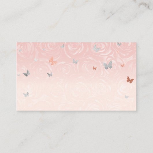 Elegantes, hellrosa Silberfarben - Geschenkkartei Begleitkarte (Rückseite)