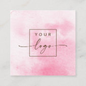 Elegantes hellrosa Wasserfarbenlogo Quadratische Visitenkarte (Rückseite)