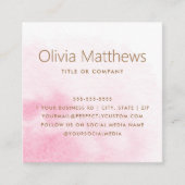 Elegantes hellrosa Wasserfarbenlogo Quadratische Visitenkarte (Vorderseite)