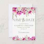 Elegantes, hellrosa Wildblumen Foto Hochzeit Save The Date (Vorderseite)