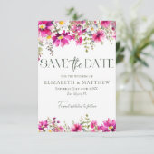 Elegantes, hellrosa Wildblumen Foto Hochzeit Save The Date (Stehend Vorderseite)