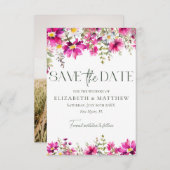 Elegantes, hellrosa Wildblumen Foto Hochzeit Save The Date (Vorne/Hinten)