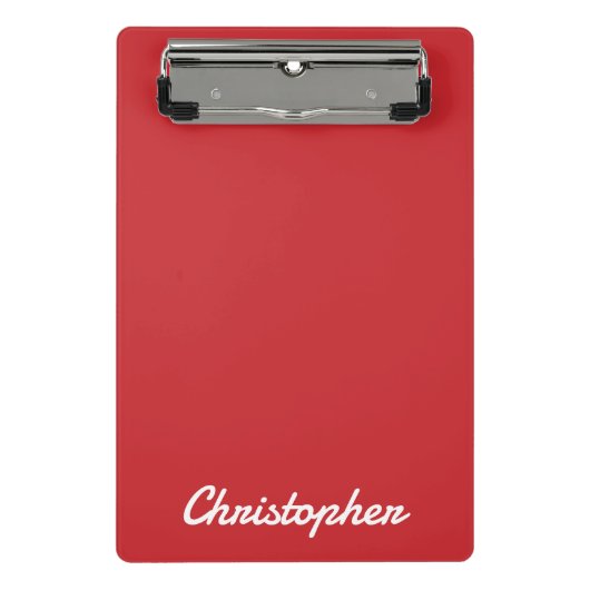 Elegantes Hellrotes Minimalistisches Einzelnes Far Mini Klemmbrett (Vorderseite)