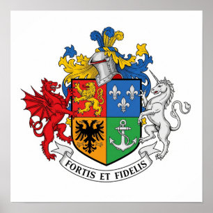 Elegantes Heraldisches Wappen - Fortis et Fidelis  Poster