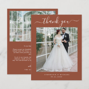 Elegantes Herbst 2 Foto Hochzeit Dankeskarte