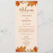 Elegantes Herbst-Ahornblätter-Hochzeitsprogramm Programm (Vorderseite)