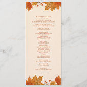 Elegantes Herbst-Ahornblätter-Hochzeitsprogramm Programm (Rückseite)