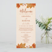Elegantes Herbst-Ahornblätter-Hochzeitsprogramm Programm (Stehend Vorderseite)