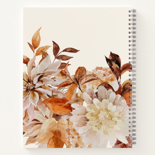 Elegantes Herbst-Aquarellblau mit Name-Notebook Notizblock (Rückseite)