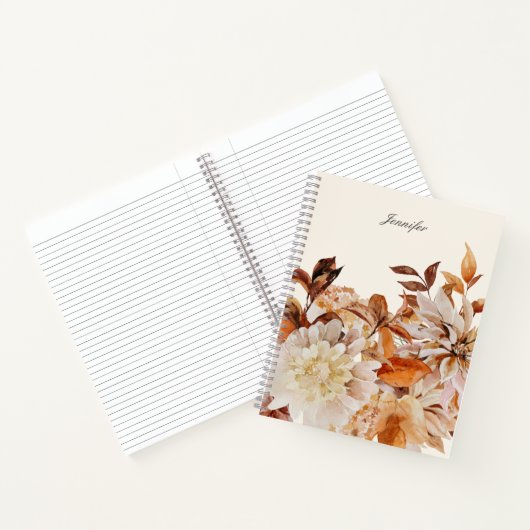 Elegantes Herbst-Aquarellblau mit Name-Notebook Notizblock (Innenseite)